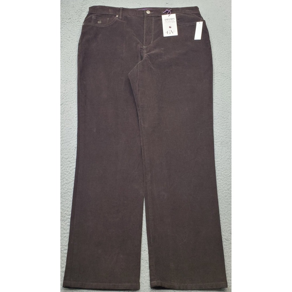 Gloria Vanderbilt Amanda Corduroy Pants Womens 16 Brown Relaxed Straight Leg